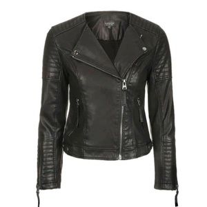 Topshop Nelly Faux Leather Biker Jacket